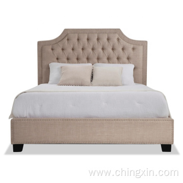 Button Tufting Upholstered Fabric Bed Bedroom Furniture